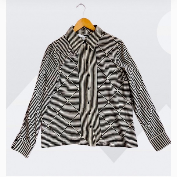 Tracey Reese Geometric Print Button Down Blouse - Picture 3 of 7